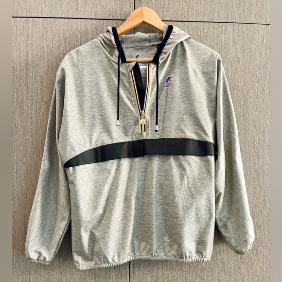 K-Way x Maje collaboration packable wind and waterproof jacket w/ leather detail - Picture 2 of 7